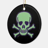 Groene schedel zwart rond keramisch ornament (Links)
