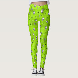 Groene Schedels en Zonnebloem Serie Ontwerp 1 Leggings