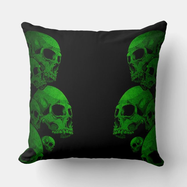 Groene Schedels Kussen (Voorkant)