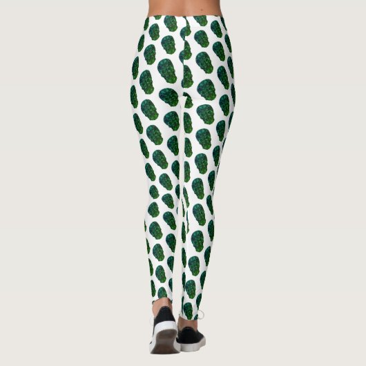 Groene schedels patroon Aangepaste Leggings (Achterkant)