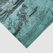 Groene  schepen en vuurtoren tissuepapier (Detail)