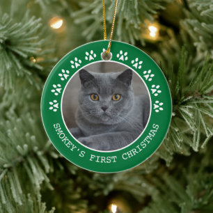 Groene schilderafdrukken Foto Lijst kerst Keramisch Ornament