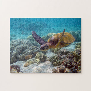 Groene schildpad legpuzzel