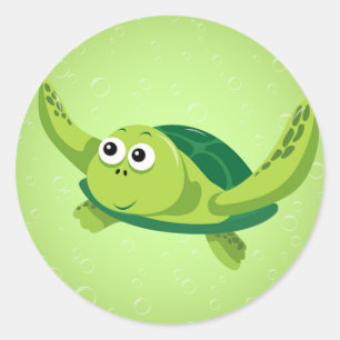 Groene Schildpad Ronde Sticker