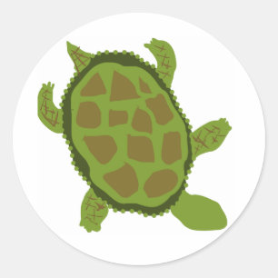 Groene schildpad ronde sticker