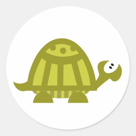 Groene schildpad ronde sticker (Voorkant)