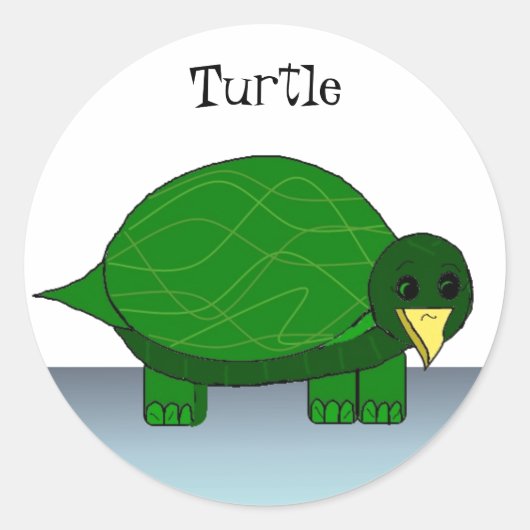 Groene schildpad ronde sticker (Voorkant)