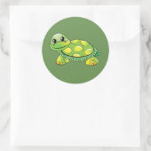 Groene schildpad ronde sticker (Tas)