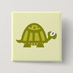 Groene Schildpad Vierkante Button 5,1 Cm