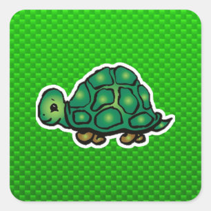 Groene schildpad vierkante sticker