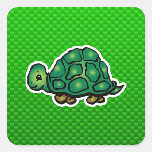 Groene schildpad vierkante sticker (Voorkant)