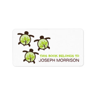 Groene schildpadden Boekplaten Labels