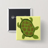 Groene schildpadden en rots vierkante button 5,1 cm (Voorkant /achterkant)