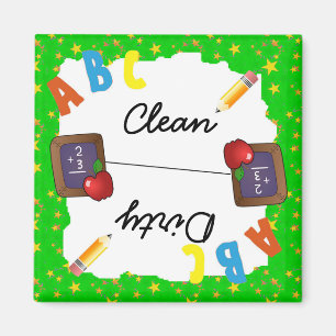 Groene Schone & Dirty School Chalkboard Magnet Magneet