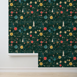 Groene School Chalkboard Chemische Vergelijkingen  Behang