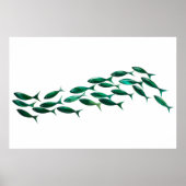 Groene School van de Vis Waterverf Poster (Voorkant)