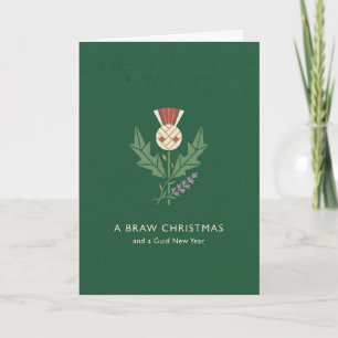 Groene Schotse Distel Braw Kerstmis Kaart