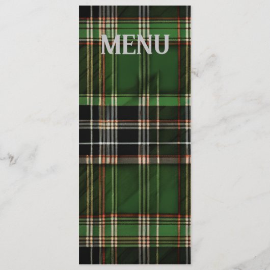 Groene Schotse Tartan bruiloft Menu (Achterkant)
