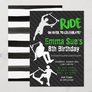 Groene Scooter Schaats Park Birthday Kaart
