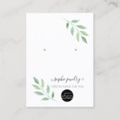 Groene Script Sieraden Logo Oorbellen Display Visitekaartje (Voorkant)