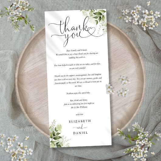 Groene Script Trouw Dank Trouwkaart Menu