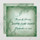  groene scroll leaf bruiloft Save the Date (Voorkant / Achterkant)