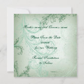  groene scroll leaf bruiloft Save the Date (Achterkant)
