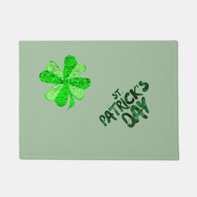  groene sequentie shamrock St Patrick glitter Deurmat (Voorkant)