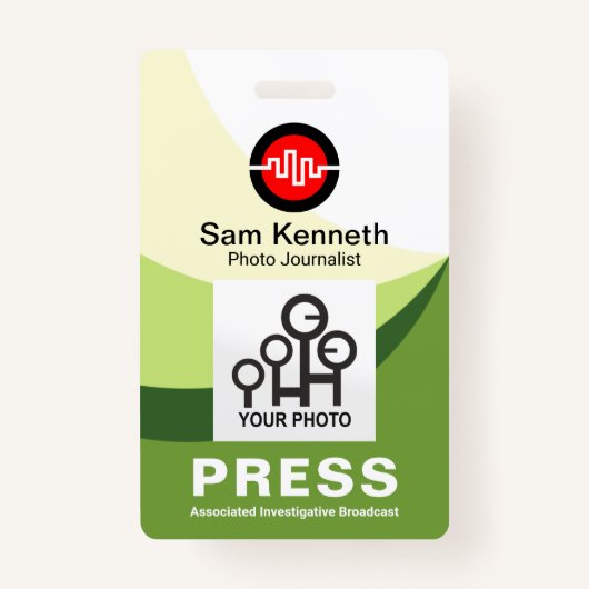 Groene Shade Curvature Waves Press Photo Template Badge (Voorkant)