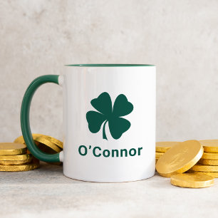 Groene Shamrock Aangepaste Familienaam Iers Mok