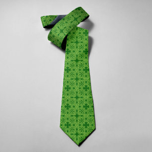 Groene Shamrock Abstracte Bloem St. Patrick's Dag Stropdas