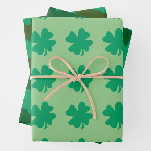 Groene Shamrock Bladpatroon St Patrick's Day 2024 Inpakpapier Vel (In situ)