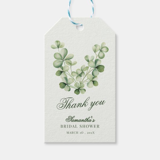 Groene Shamrock Bruidsdouche Bedankt Cadeaulabel (Voorkant)