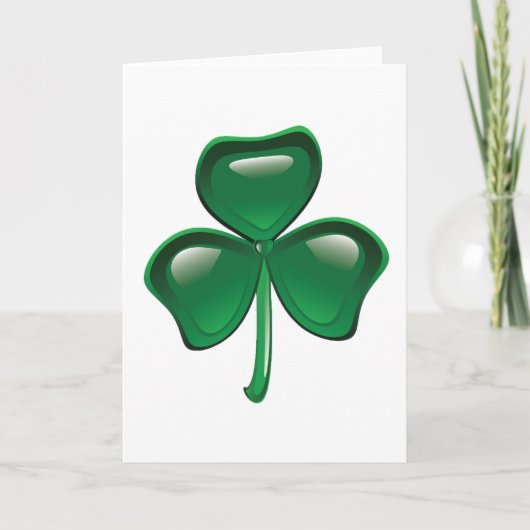 Groene Shamrock Driebladige Klaver Kaart (Voorkant)