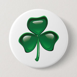 Groene Shamrock Driebladige Klaver Ronde Button 7,6 Cm