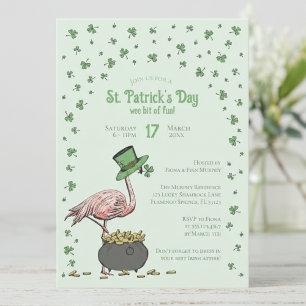 Groene Shamrock Flamingo St. Patrick's Day Feest Kaart