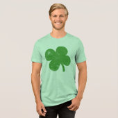  Groene Shamrock Four Leaf Clover Graphic Tri-Blend Shirt (Voorkant volledig)