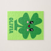 Groene Shamrock - Gepersonaliseerde Kinderen Legpuzzel (Horizontaal)