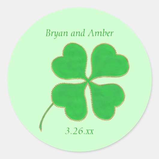 Groene Shamrock Gold-Stippen, sla de datumstickers Ronde Sticker (Voorkant)