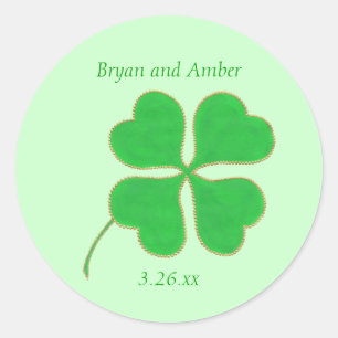 Groene Shamrock Gold-Stippen, sla de datumstickers Ronde Sticker
