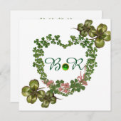 GROENE SHAMROCK HARTS MET PINKSTROMEN MONOGRAM AANKONDIGING (Voorkant / Achterkant)