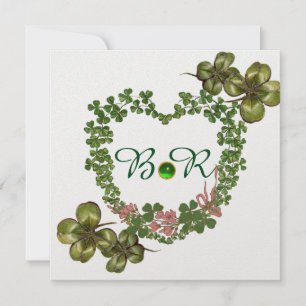 GROENE SHAMROCK HARTS MET PINKSTROMEN MONOGRAM AANKONDIGING
