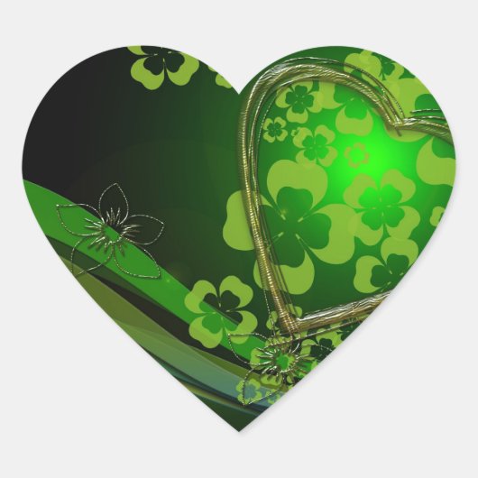 Groene shamrock liefde hart sticker (Voorkant)