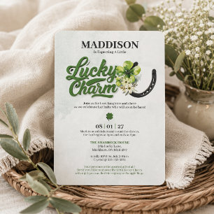 Groene Shamrock Lucky Charm Baby Shower Uitnodigin Kaart