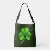 Groene Shamrock op Donkergroen cbbcnt Crossbody Tas (Achterkant)