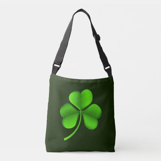 Groene Shamrock op Donkergroen cbbcnt Crossbody Tas (Voorkant)