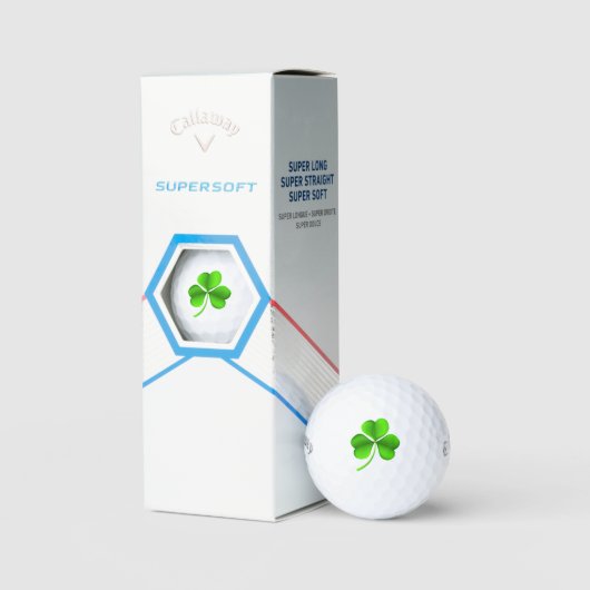 Groene Shamrock op Witte CSS gbcnt Golfballen (Verpakking)
