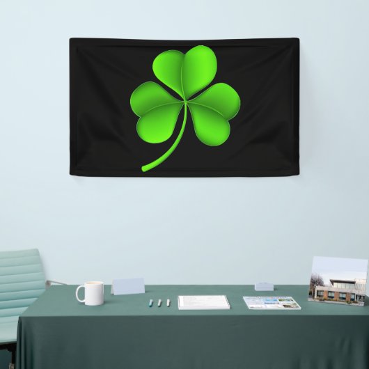 Groene Shamrock op zwart (h) BNCnt Spandoek (Beurs)