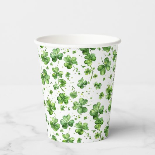 Groene Shamrock Paper Party Cups St. Patrick's Day Papieren Bekers (Achterkant)