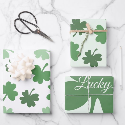 Groene Shamrock patronen St. Patrick's Day Inpakpapier Vel (Voorkant)